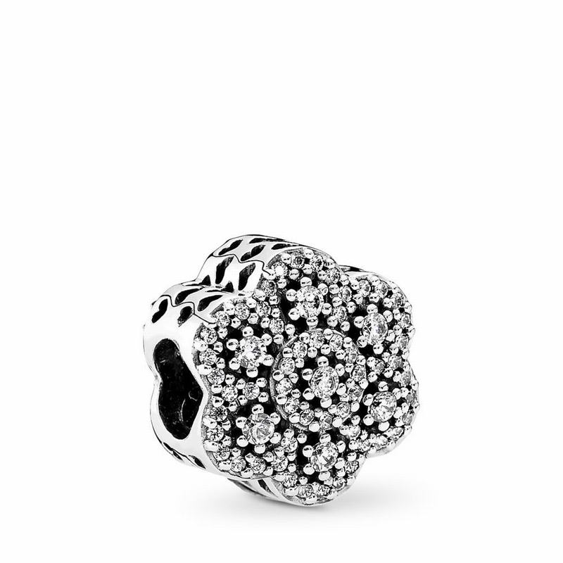 Pandora Crystalized Floral Charm Ireland - Sterling Silver/Cubic Zirconia - 418032ACU